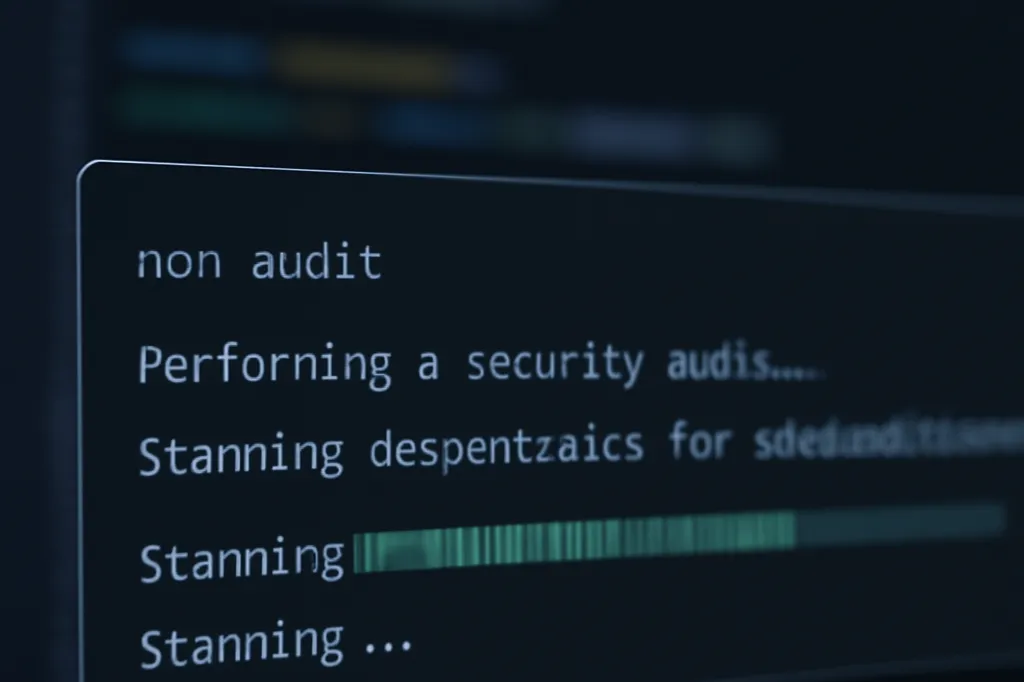 Terminal affichant un audit de dependances npm