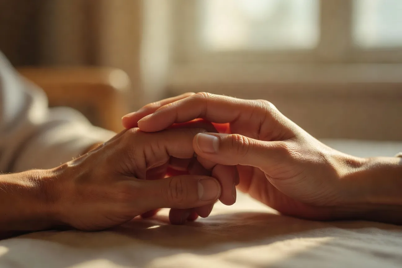Mains qui se tiennent tendrement, symbole d'une relation franco-russe sérieuse